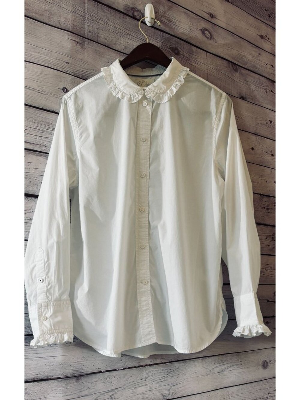 J. Crew Ruffle-collar Cotton Poplin Shirt - Women's SIZE 14